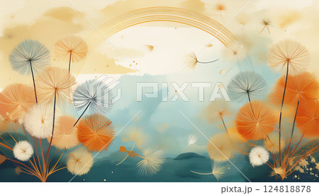 風に揺れる綿毛と幻想的な春景色 124818878