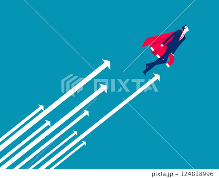 Businessmen take a magnet and attract arrows to grow upwards Businessmen take a magnet and attract arrows to grow upwards 124818996