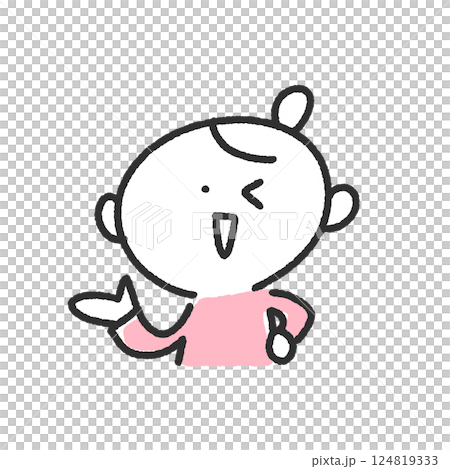 Woman giving a wink and introducing, guidance, explanation 124819333
