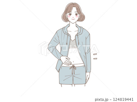 お腹がスッキリしている女性のイラスト 124819441