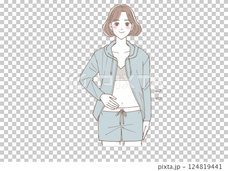 お腹がスッキリしている女性のイラスト 124819441