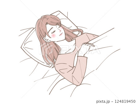 快適な睡眠をとっている女性のイラスト 快適な睡眠をとっている女性のイラスト 124819450