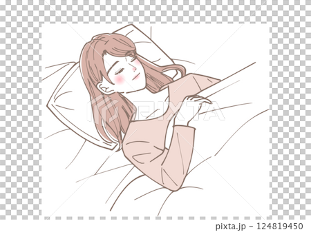 快適な睡眠をとっている女性のイラスト 快適な睡眠をとっている女性のイラスト 124819450