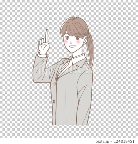 上を指差している女性のイラスト 上を指差している女性のイラスト 124819451