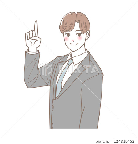 上を指差している男性のイラスト 上を指差している男性のイラスト 124819452