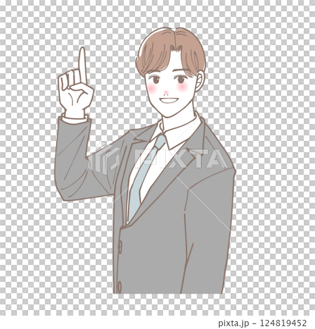上を指差している男性のイラスト 上を指差している男性のイラスト 124819452