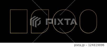 Golden frame border luxury line vector design. Gold frame modern shape background luxury box elegant 124819896
