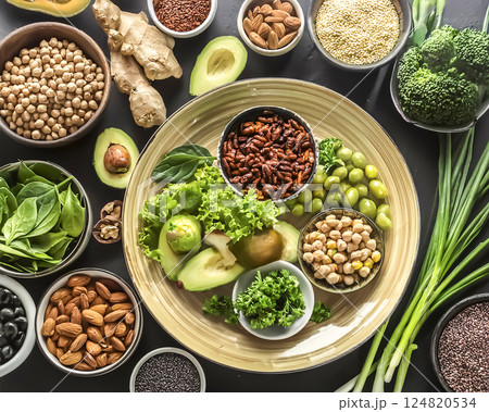 ヴィーガン用プラントベース食のイメージ素材 ヴィーガン用プラントベース食のイメージ素材 124820534
