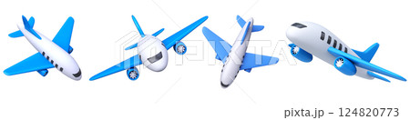 Set of 3D passenger planes, symbol of travel and flights 124820773
