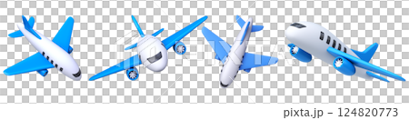 Set of 3D passenger planes, symbol of travel and flights 124820773