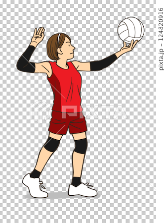 女排運動員準備發球 124820916
