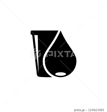 Simplified black icon of a water drop and measuring cup Simplified black icon of a water drop and measuring cup 124821065