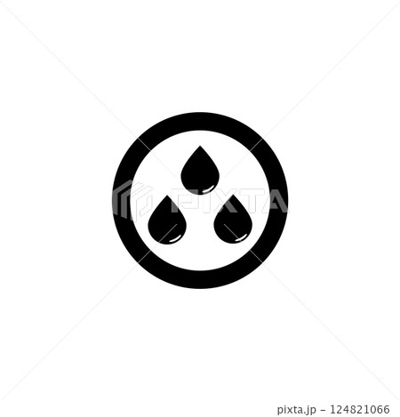 Minimalist black encircled water droplets icon 124821066