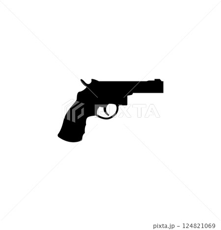 Realistic vector silhouette of a revolver isolated on white background 124821069