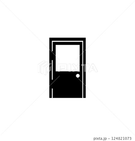 Flat design vector icon depicting a modern closed door Flat design vector icon depicting a modern closed door 124821073