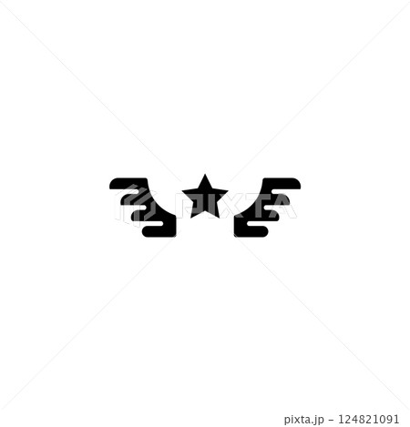 Stylized icon of a star with wings, symbolizing achievement, excellence, or aviation Stylized icon of a star with wings, symbolizing achievement, excellence, or aviation 124821091