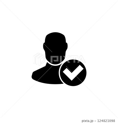 Verified user profile icon with checkmark 124821098