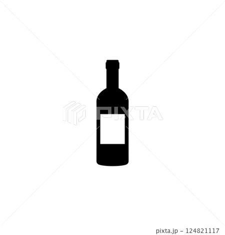 Elegant black wine bottle vector icon 124821117