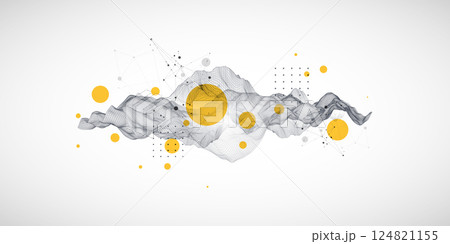 The abstract wave is made in a frame style. Template for science and technology presentation. Vector art. 124821155