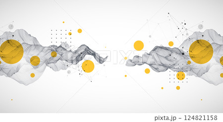 The abstract wave is made in a frame style. Template for science and technology presentation. Vector art. 124821158