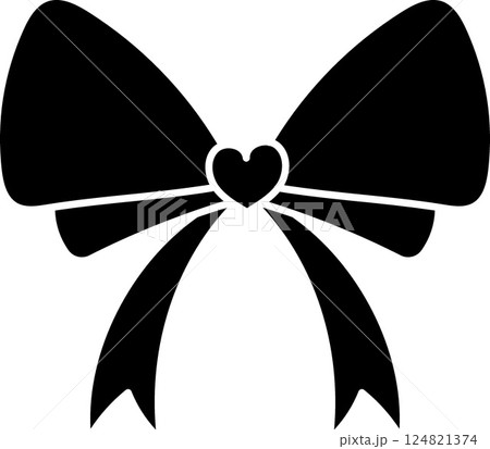 doodle bow Pink ribbon. Pink bow with a heart shape in the center. in glyph style doodle bow Pink ribbon. Pink bow with a heart shape in the center. in glyph style 124821374