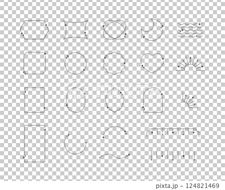 シンプルな線と星のきらめきのベクターフレームセット 124821469