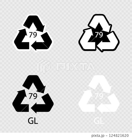 Gold plated glass. Glass recycling code 79 GL set. Gold plated glass. Glass recycling code 79 GL set. 124821620