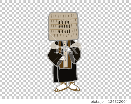 尺八を吹く虚無僧の全身のイラスト 124822004