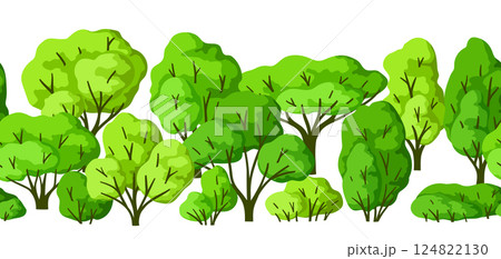 Pattern with trees. Spring or summer stylized plants. 124822130