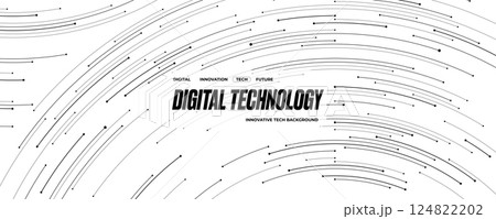 Tech background with thin lines and circle circuit wires on circuit 124822202