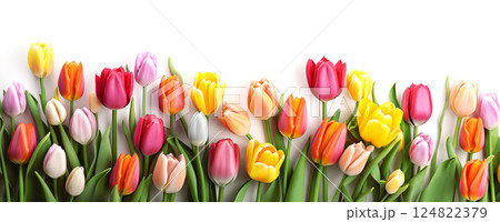 tulips on white background 124822379