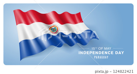Paraguay independence day vector banner, greeting card. Paraguay independence day vector banner, greeting card. 124822421