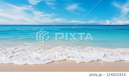 Overwater bungalow in the Indian Ocean. Tropical Maldives. Summer vacation on a tropical island with beautiful  Tropical Maldives. Summer vacation on a tropical island with beautiful beach and palm 124822818