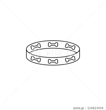 Dog collar icon with bone. Vector illustration on white background. 124823434