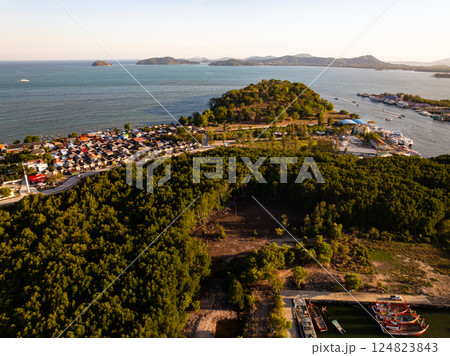 Aerial view landscape mountains view tropical rainforest at Phuket island Thailand Aerial view landscape mountains view tropical rainforest at Phuket island Thailand 124823843