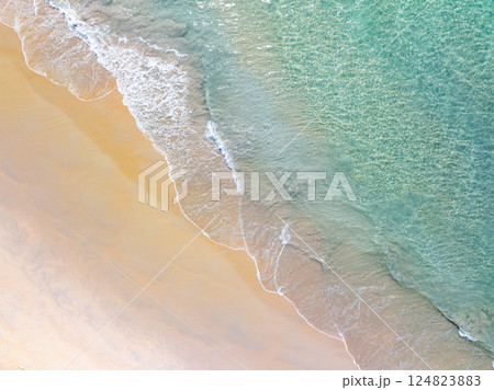 Sea surface aerial view,Bird eye view photo of waves water surface texture,Summer sea background,Beautiful nature Amazing view sea background 124823883