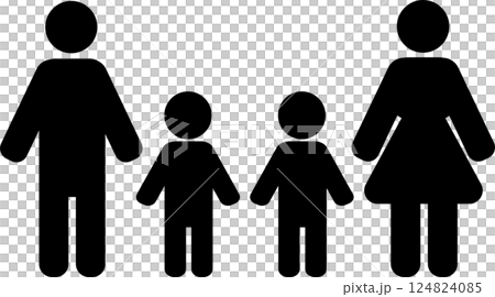 Parents and children, adults, children, family pictograms, people 124824085