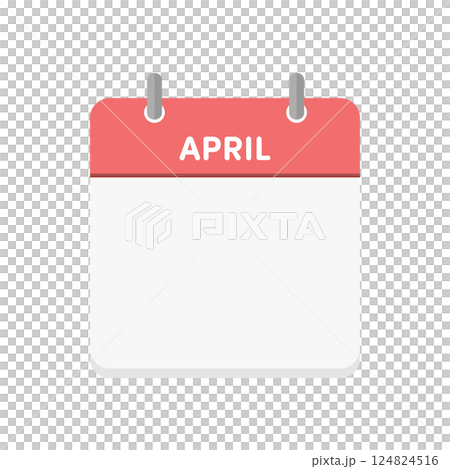 A blank daily calendar icon with the word APRIL and the date - April calendar template material 124824516
