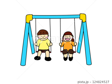楽しそうにブランコに乗る子供 124824527