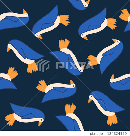 Vector isolated illustration of a pattern with penguins. 124824539
