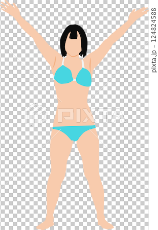 身穿泳衣的女子擺姿勢的插圖 124824588