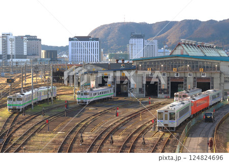 函館運転所に留置中の函館本線・道南いさりび鉄道車両 124824696