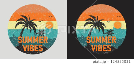 Summer vibes retro vintage t shirt design 124825031