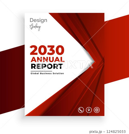 geometric red annual report business brochure template design 124825033