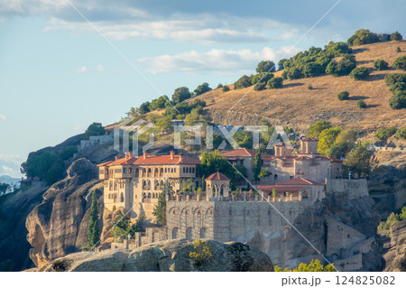Greek Monastery in Meteora and Blue Sky 124825082