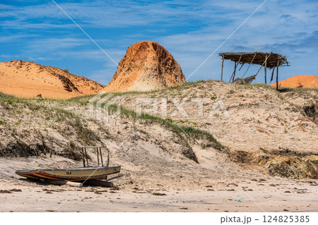 The rock formations at Canoa Quebrada Beach at Canoa Quebrada, state of Ceara, Brazil 124825385