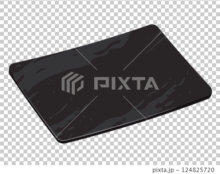 Illustration of a Japanese-style square black plate 124825720