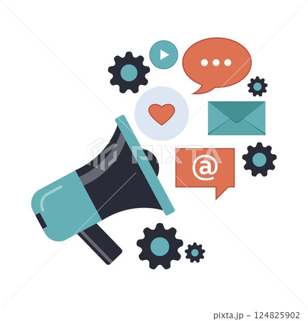 Digital marketing, advertising, promoting concept. Flat vector illustration.	 124825902