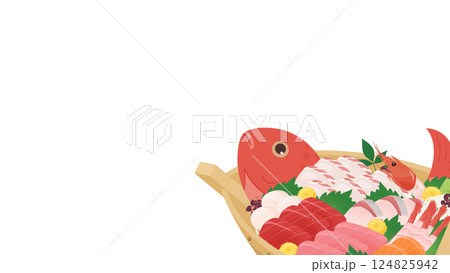 船盛のフレームのイラスト_16:9 船盛のフレームのイラスト_16:9 124825942
