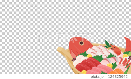 船盛のフレームのイラスト_16:9 船盛のフレームのイラスト_16:9 124825942